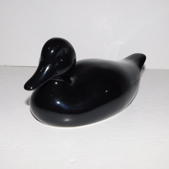 VTG 1990s IKEA Black Onyx Ceramic Decorative Duck Home Décor Figure - Picture 1 of 12